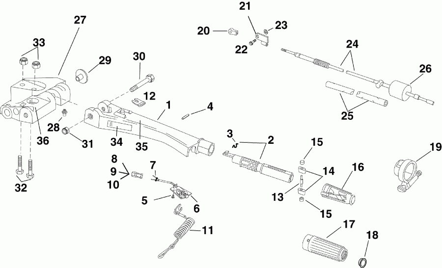 �������� ����� EVINRUDE E40DRLAGA  - ������� (����� �������) (dr) / tiller Arm (dr)