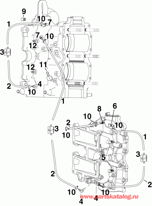 �������� ��������� ����� Evinrude E40DTLAGA  - oil Recirculation System