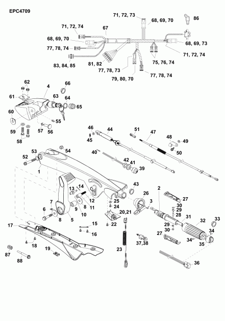 �������� ����� Evinrude E50DGTLAGC  - tiller Arm (dt)