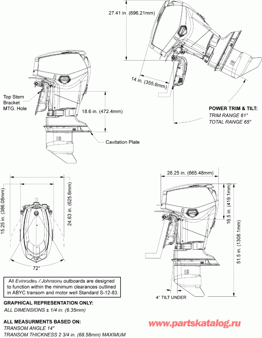   EVINRUDE E50DTLAGA  - profile Drawing (dp, Ds, Dt)