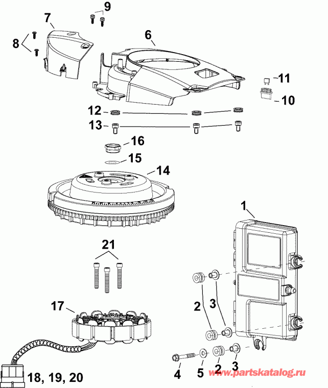  EVINRUDE E50DTLAGA  - emm, ,  / emm, Stator, Flywheel