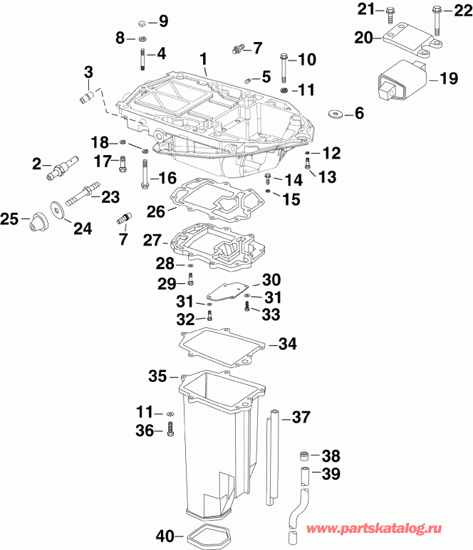 ��������� ����� Evinrude DE225CXAAA  - ���������� ������� Inner (3.3 L) - exhaust Housing Inner (3.3 L)