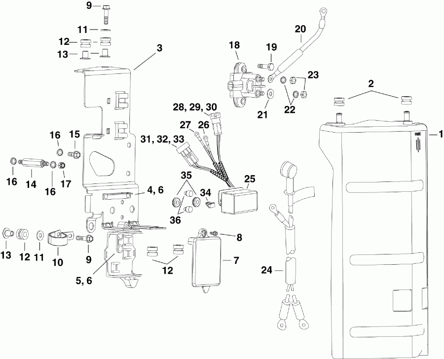   EVINRUDE DE225CXAAD  -   & Components / electrical Bracket & Components