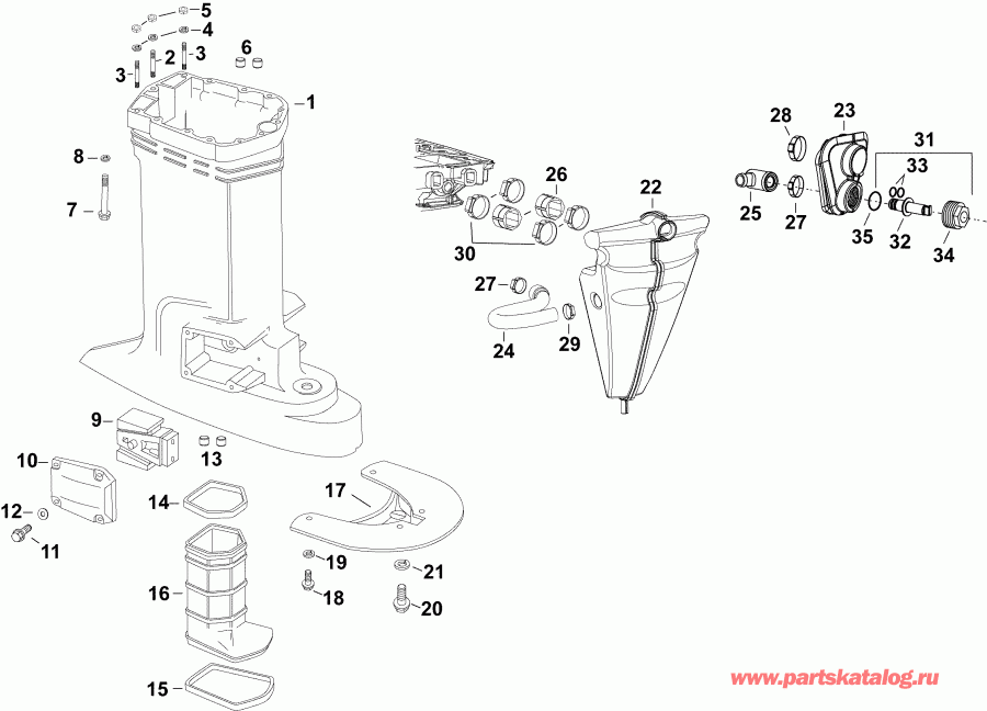   EVINRUDE DE300CXAAB  - exhaust Housing & Muffler