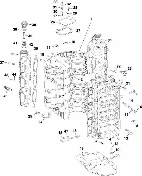  Evinrude E225DHLAAB  - cylinder & Crankcase -  &  