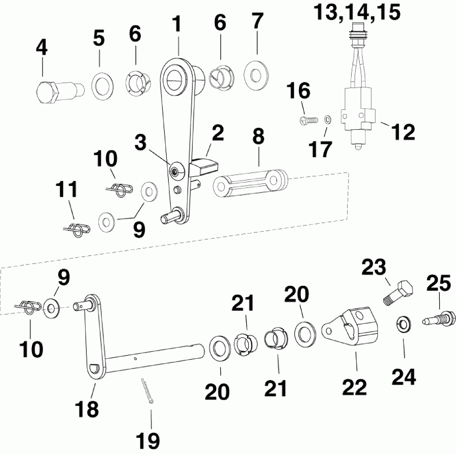 ��������� ��������� Evinrude E225DHXAAD  - shift Linkage - ������������� ���������