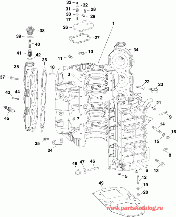    EVINRUDE E225DPXAAB  -  &   - cylinder & Crankcase