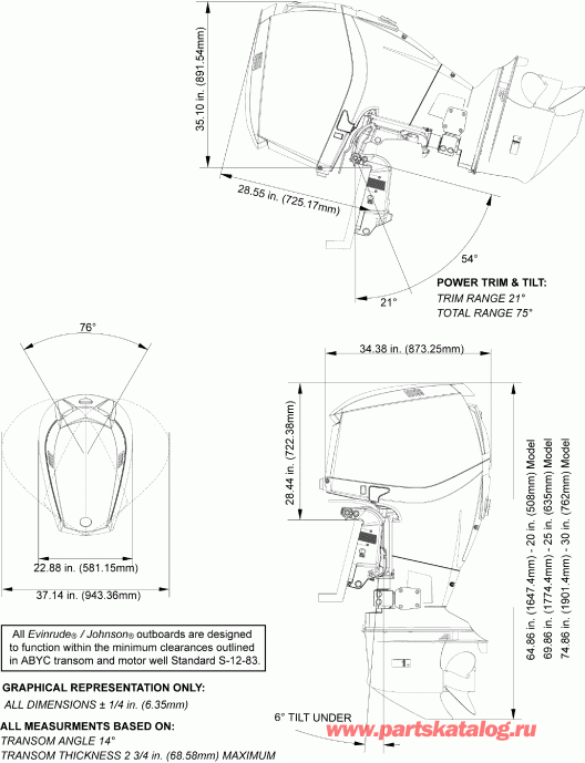   Evinrude E300DCXAAA  - profile Drawing /  