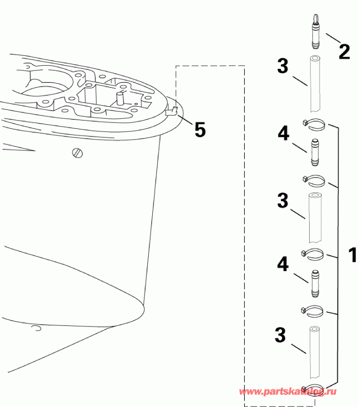    Evinrude E300DCXAAB  - speedometer Hose Assembly /   Assembly