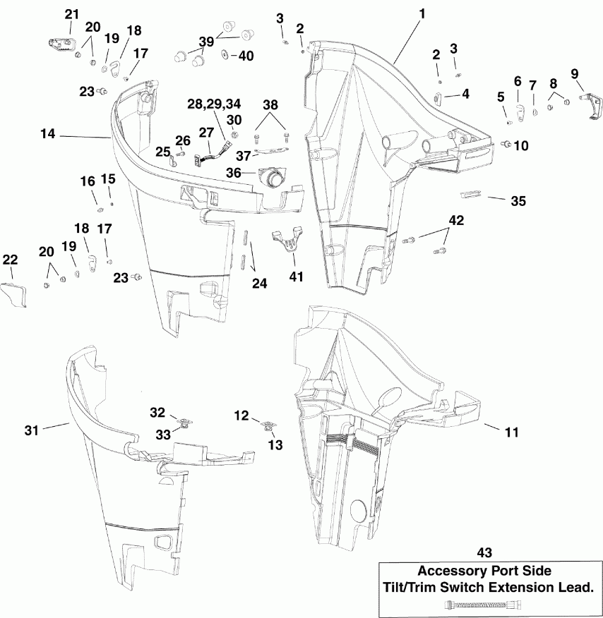 ��������� ����� EVINRUDE E300DPXAAA  - lower Engine Cover