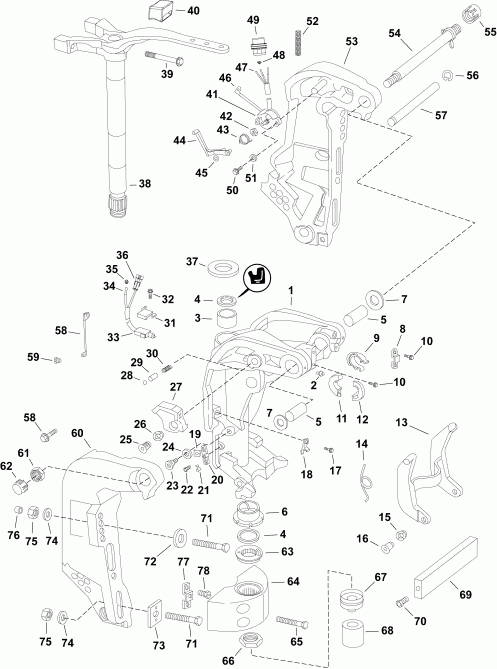    Evinrude DE150CXABG  - swivel Bracket -  