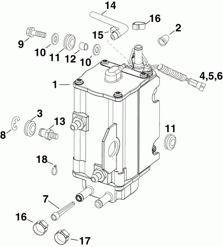  Evinrude DE150PXABG  - fuel Pump & Vapor Separator -   & 