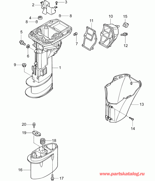 ��������� ��������� EVINRUDE E10RG4ABA  - driveshaft Housing - ������ ���� ��������