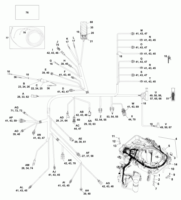   EVINRUDE E115DCXABA  -  -   - electrical Harness