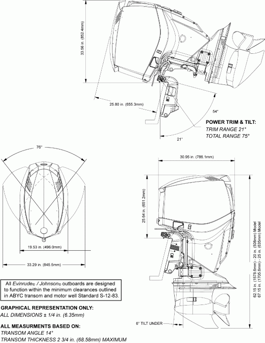   Evinrude E135HCXABA  - profile Drawing /  