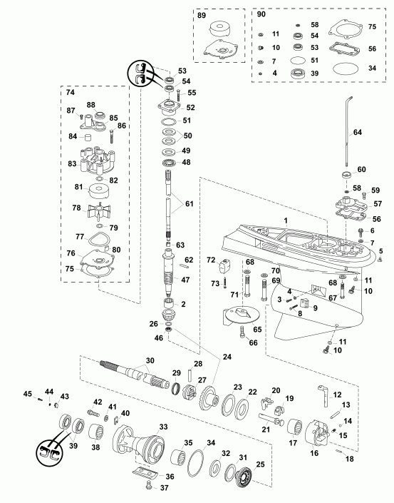 �������� ����� ������� E150DGLABB  - ��������, O-type / gearcase, O-type