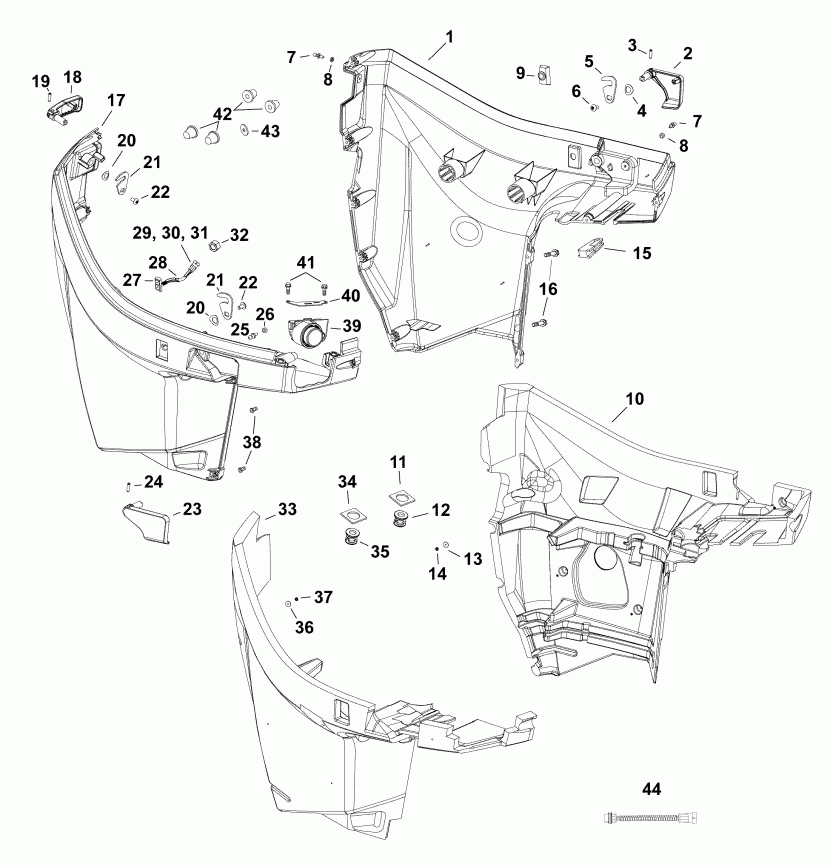  Evinrude E150DPXABB  - ������ ������ ��������� / lower Engine Cover