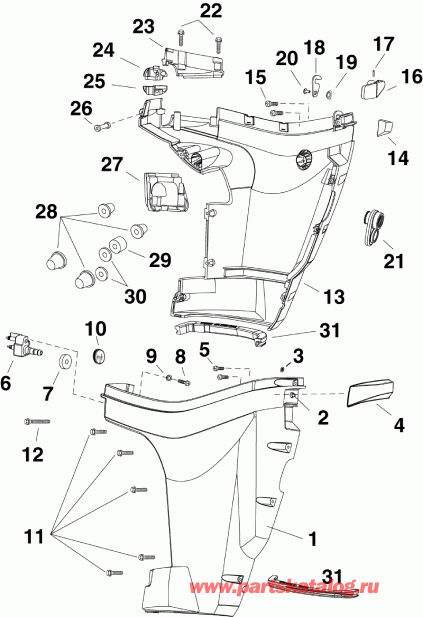   Evinrude E15DHTLABA  - lower Engine Cover