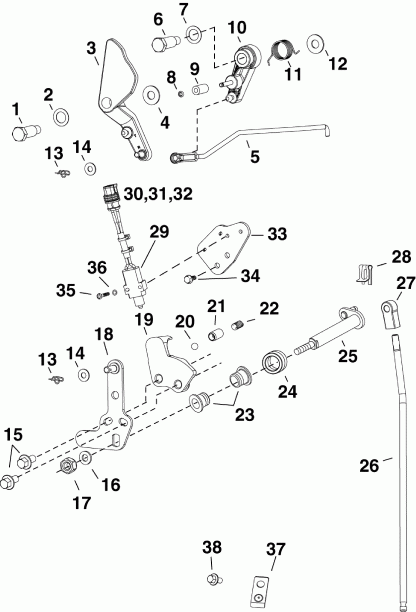   Evinrude E15HPGLABB  - throttle & Shift Linkage -  &  