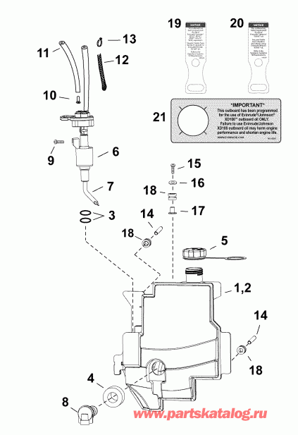   Evinrude E15HPSLABB  - oil Tank & Pump