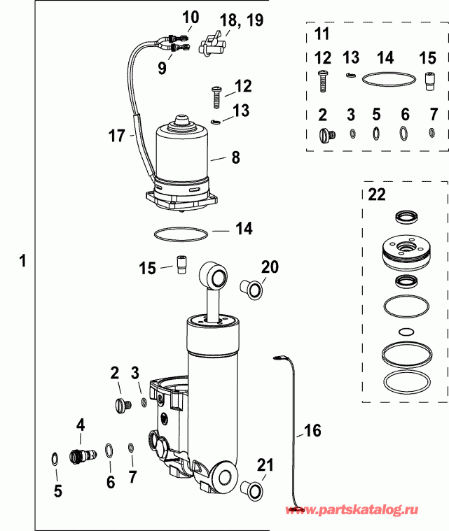 �������� ��������� ����� ������� E15HPSXABA  - trim & Tilt Hydraulic Assembly