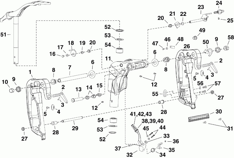 ����� Evinrude E15HPSXABF  - swivel Bracket - 15 H.o. - ���������� ��������� - 15 H.o.