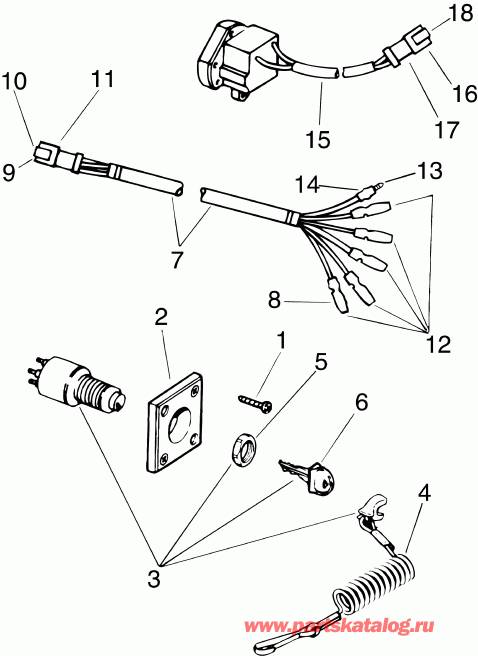  Evinrude E15PGL4ABA  - ignition Switch Kit, Single Bezel - Systemcheck - ignition ������������� Kit, Single Bezel - Systemcheck