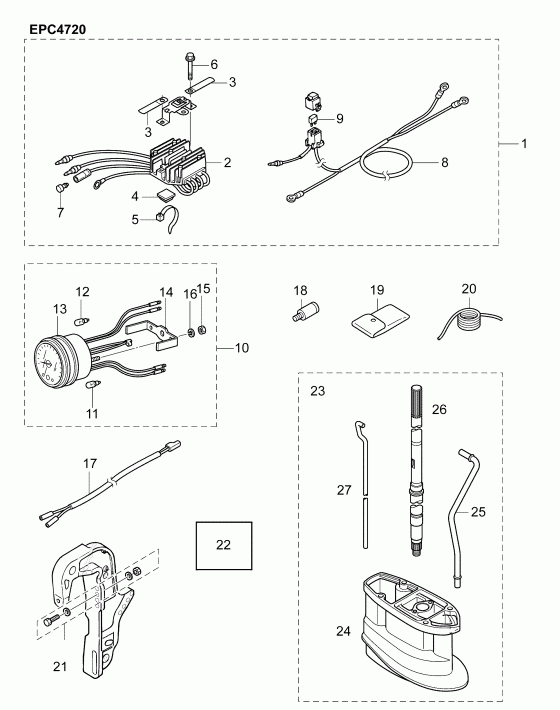 ��������� Evinrude E15RG4ABA  - ���������� / accessories