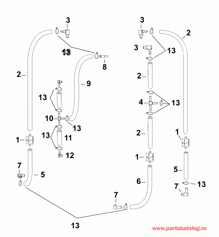 ����� EVINRUDE E175DCXABB  - oil Recirculation System / C������ ������������ �����