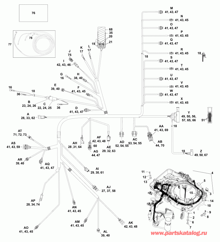 ��������� ����� EVINRUDE E200DGLABF  - electrical Harness / ��������� - ���� ��������