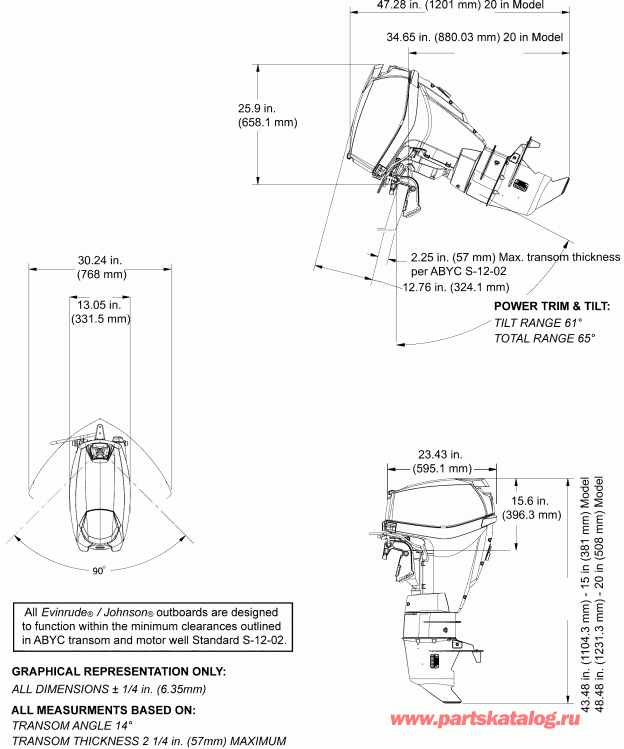  Evinrude E25DGELABF  -  Tilt, Remote Steer / Manual Tilt, Remote Steer