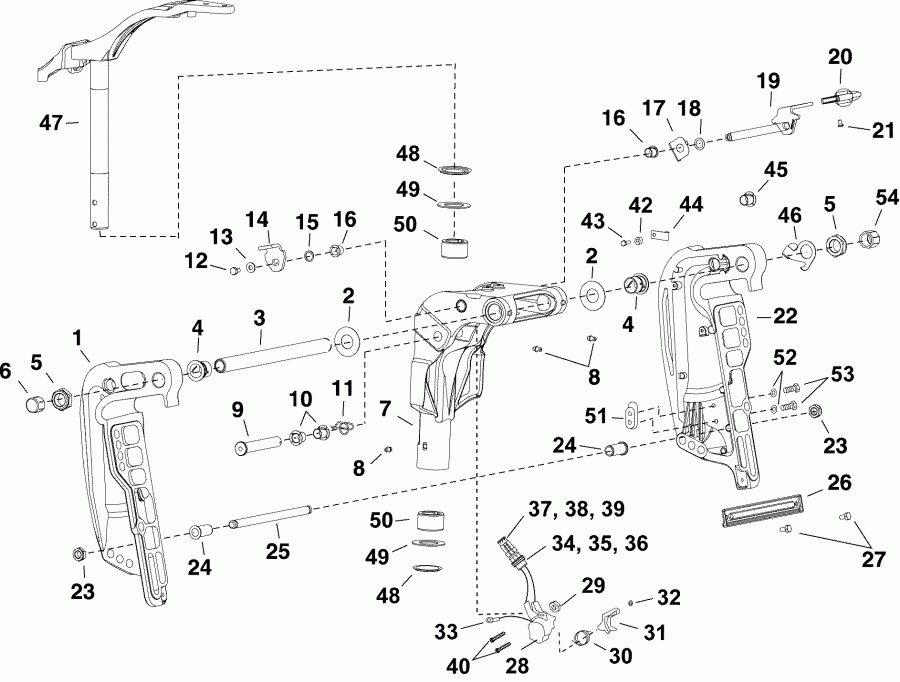   Evinrude E25DPSLABB  - swivel Bracket - Dpl, Dps, Dtl, Dts