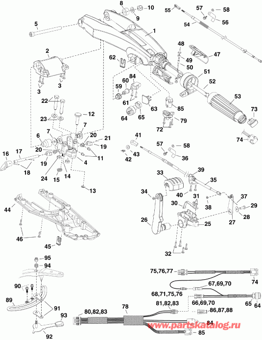  Evinrude E25DTSLABB  - tiller Arm / ������� (����� �������)