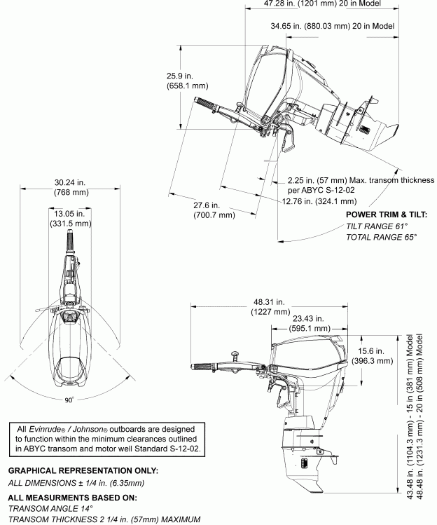  EVINRUDE E25GTELABF  - Manual Tilt, Tiller Steer