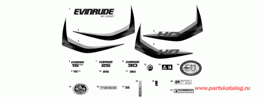 ��������� ��������� Evinrude E25TESLABF  - decals