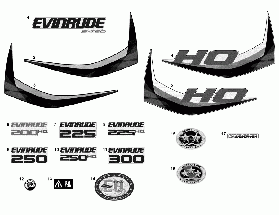 �������� ����� EVINRUDE E300DPXABB  - �������� - decals