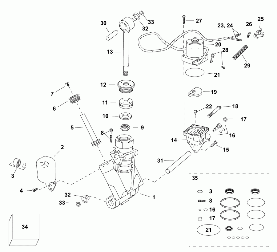 ��������� �������� ����� EVINRUDE E300DPXABB  - trim & Tilt Hydraulic Assembly - All V6 & 25 ���� V4 Models