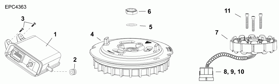 ��������� ��������� Evinrude E30MALABA  - emm, Stator, Flywheel / emm, ������, �������