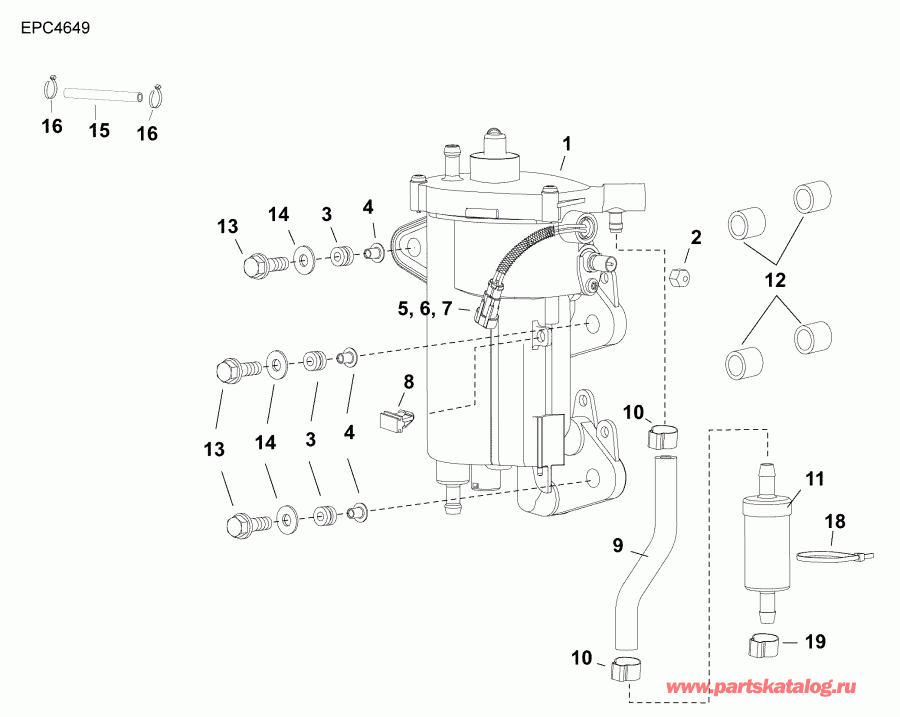 �������� ��������� ����� EVINRUDE E30MRLABA  - fuel Pump & Vapor Separator
