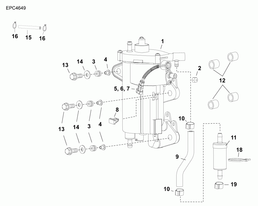 ��������� ����� Evinrude E30MRLABB  - fuel Pump & Vapor Separator - ��������� ����� & ��������������