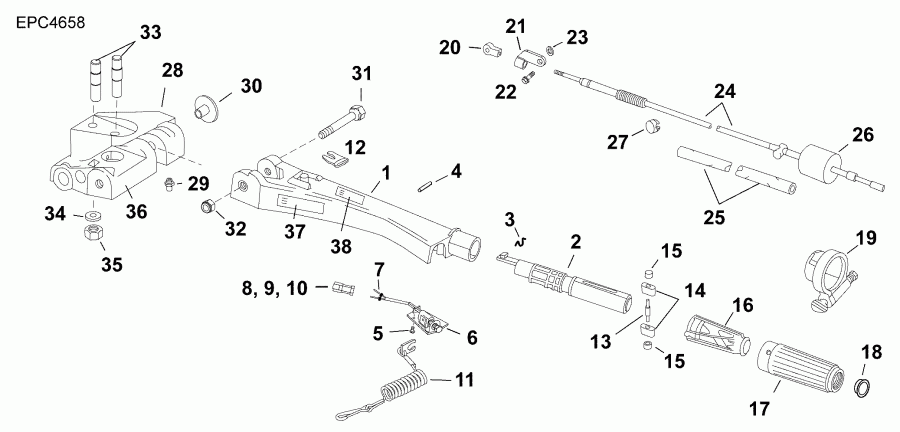 �������� ��������� ����� EVINRUDE E30MRLABB  - tiller Arm - ������� (����� �������)