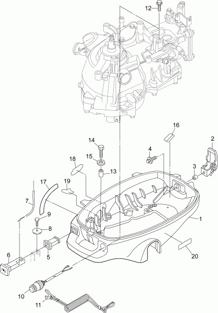 �������� ����� Evinrude E3RG4ABB  - ������ ������ ��������� / lower Engine Cover