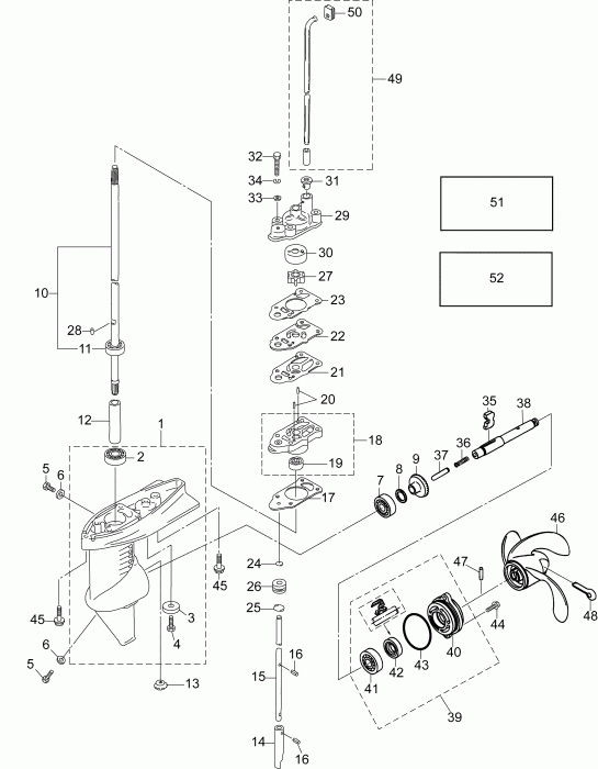 �������� ��������� ����� Evinrude E3RG4ABB  - gearcase / ��������