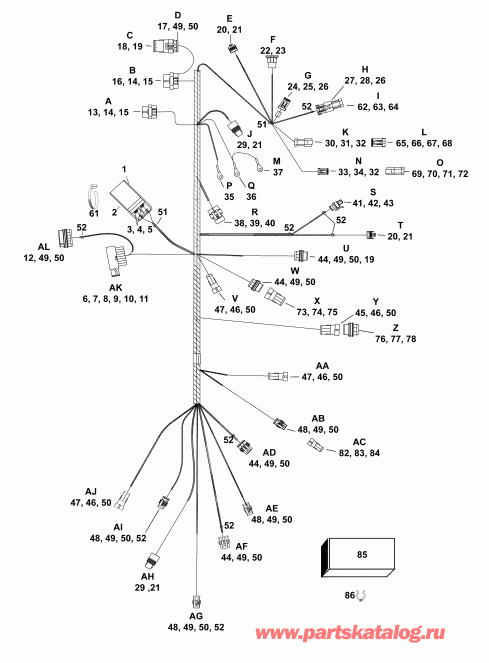����� Evinrude E55MJRLABF  - electrical Harness / ��������� - ���� ��������