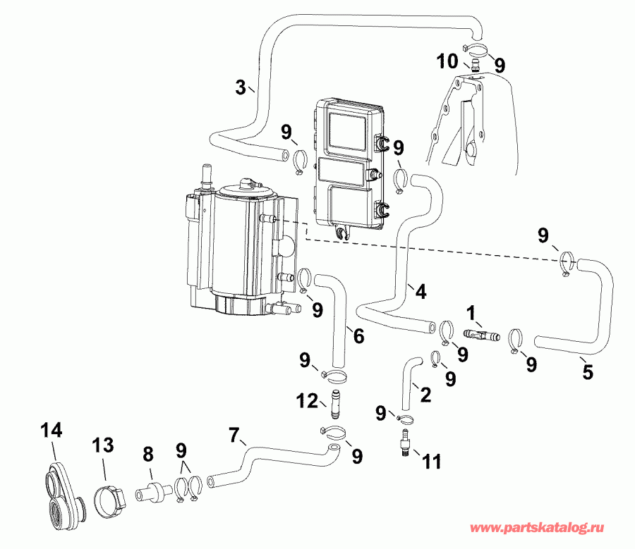 �������� ����� EVINRUDE E60DPLABA  - cooling Hoses - ������ ����������