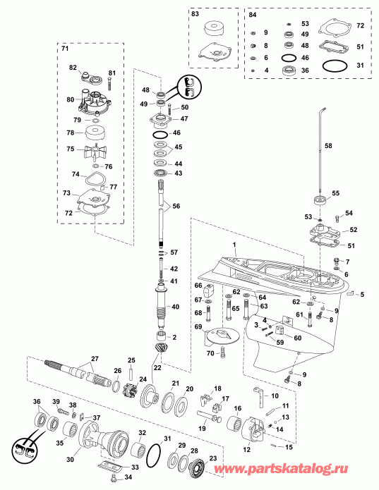    E65SLABB  - gearcase, (0.42 Ratio) S2-type / , (0.42 Ratio) S2-type