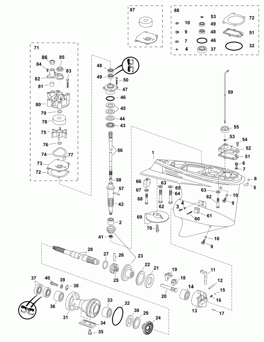��������� Evinrude E75DPLABA  - ��������, (0.50 Ratio) S-type