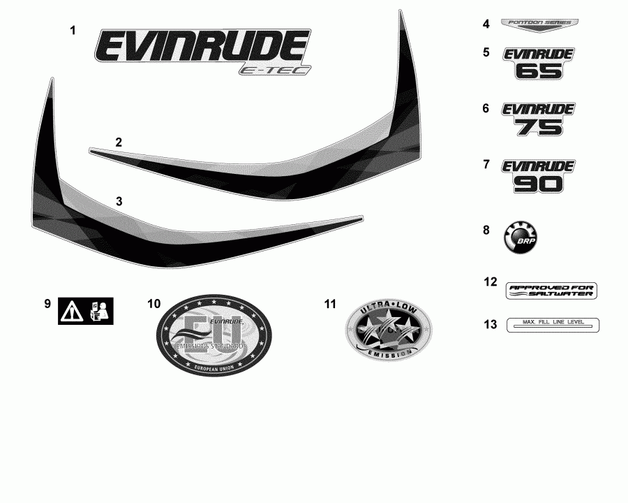 ��������� ��������� Evinrude E75DPLABB  - decals / ��������