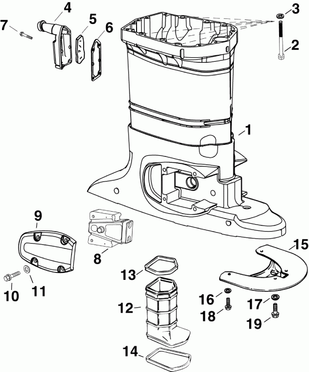 ��������� ����� EVINRUDE E75DSLABB  - exhaust Housing