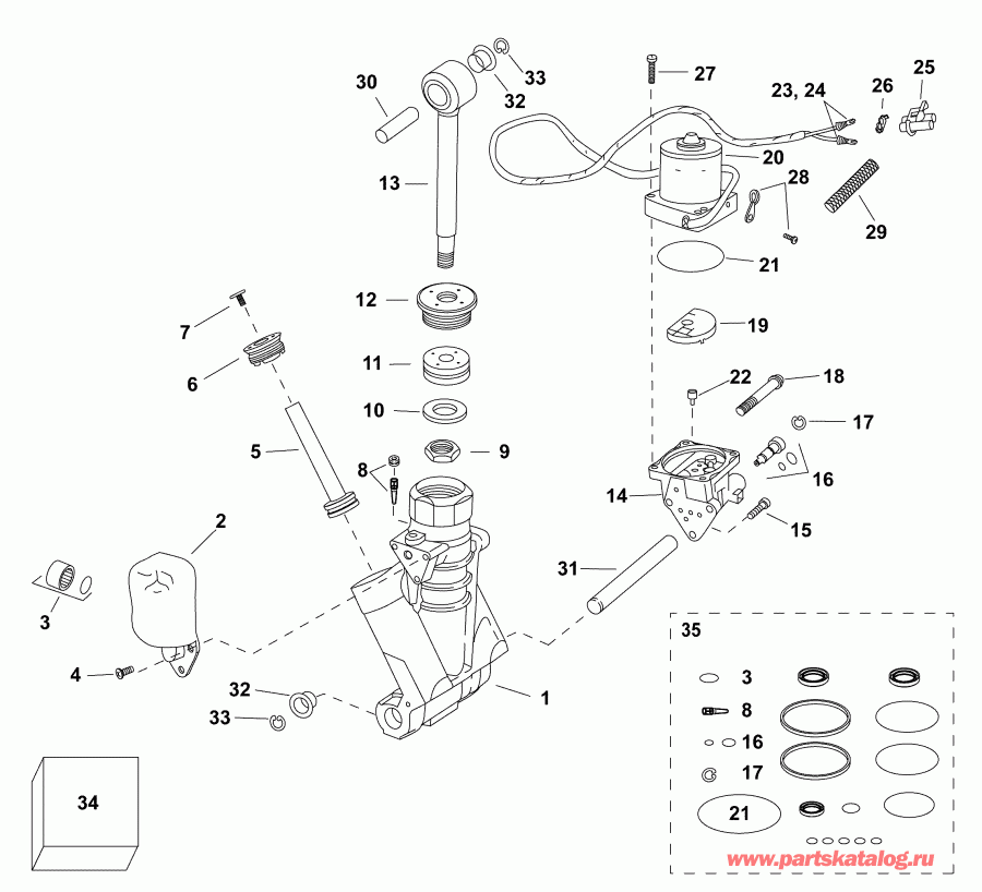 ��������� ����� ������� A115DPXAFG  - trim & Tilt Hydraulic Assembly - All V6 & 25 In. V4 Models / trim & Tilt Hydraulic Assembly - All V6 & 25 ���� V4 Models